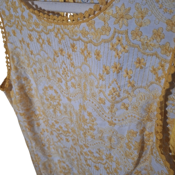 Chelsea and Violet Yellow Lace Sleeveless Dress sz S Boho vintage inspired - Picture 2 of 9